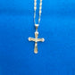 CADENA DE 3MM Y 18 PULGADAS ESTILO DIAMANTE CORTADO Y DIJE CRUSIFIJO, AMBOS BAñADOS EN ORO DE 14K #2341