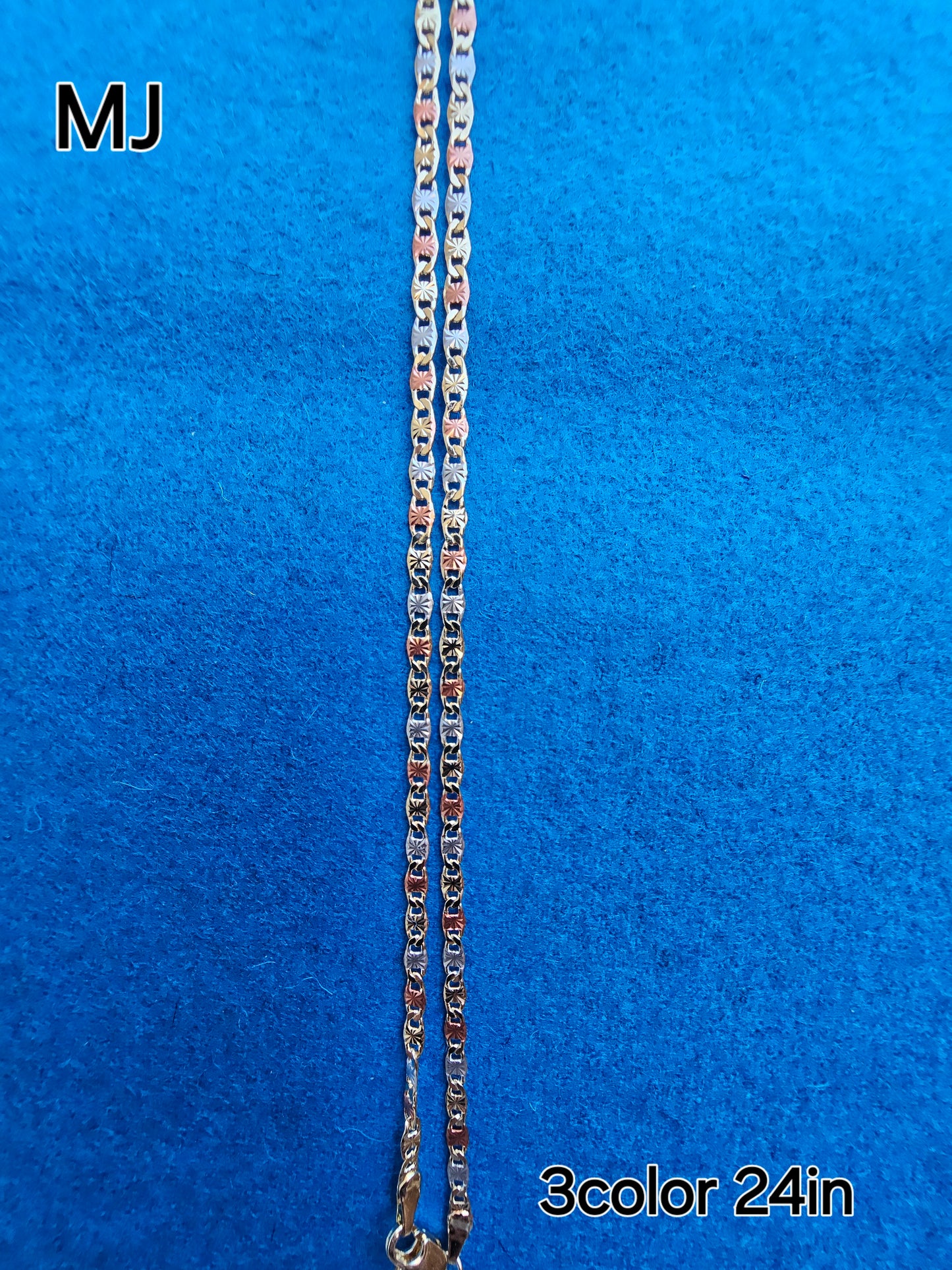 24IN 3 COLOR CHAIN, 3MM /CRISIFIX PENDANT 14K LAMINATED GOLD