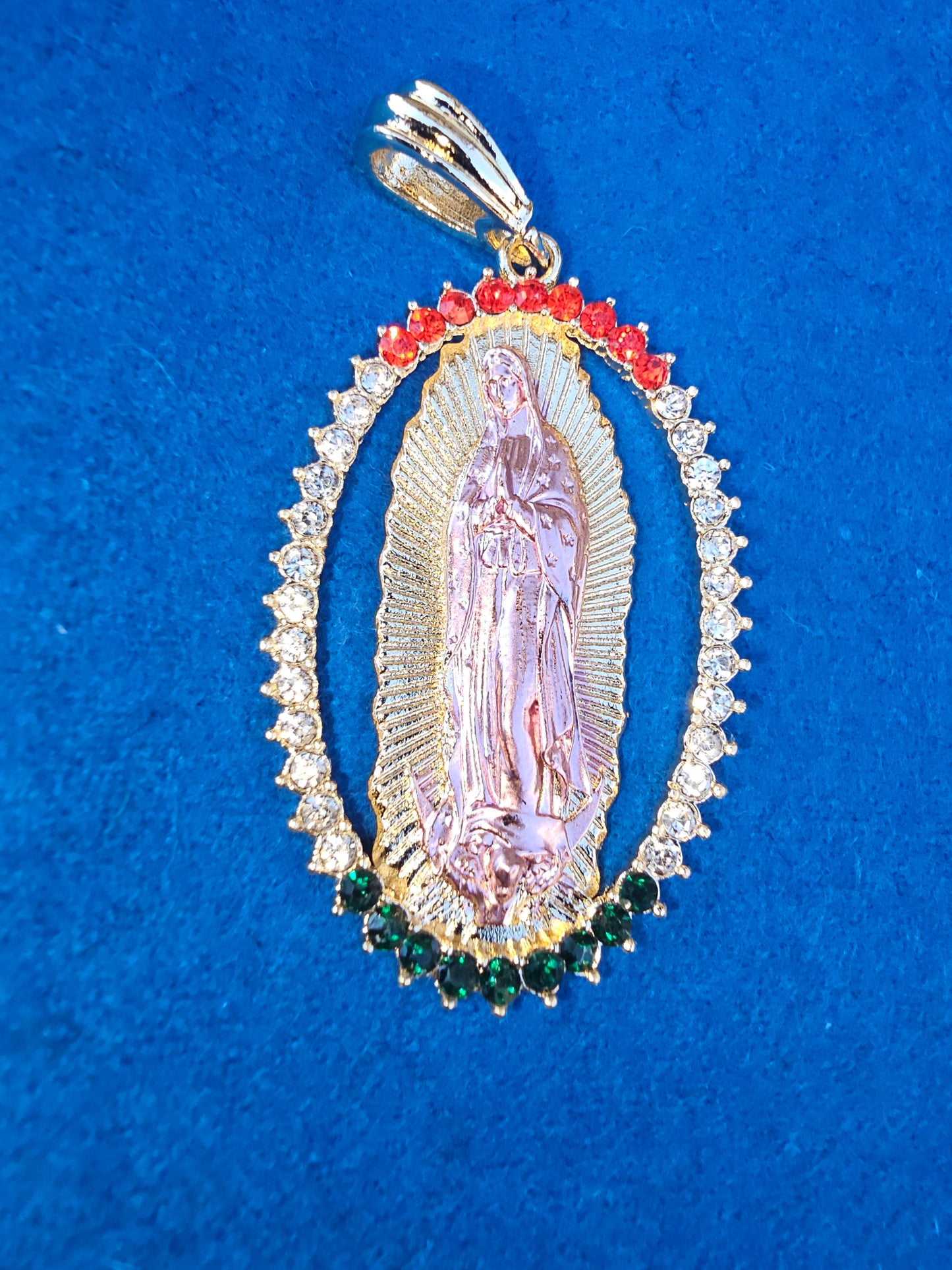 DIJE VIRGEN DE GUADALUPE BAñADO EN ORO DE 18K EN 6 ESTILOS DE CZ DIFERENTES