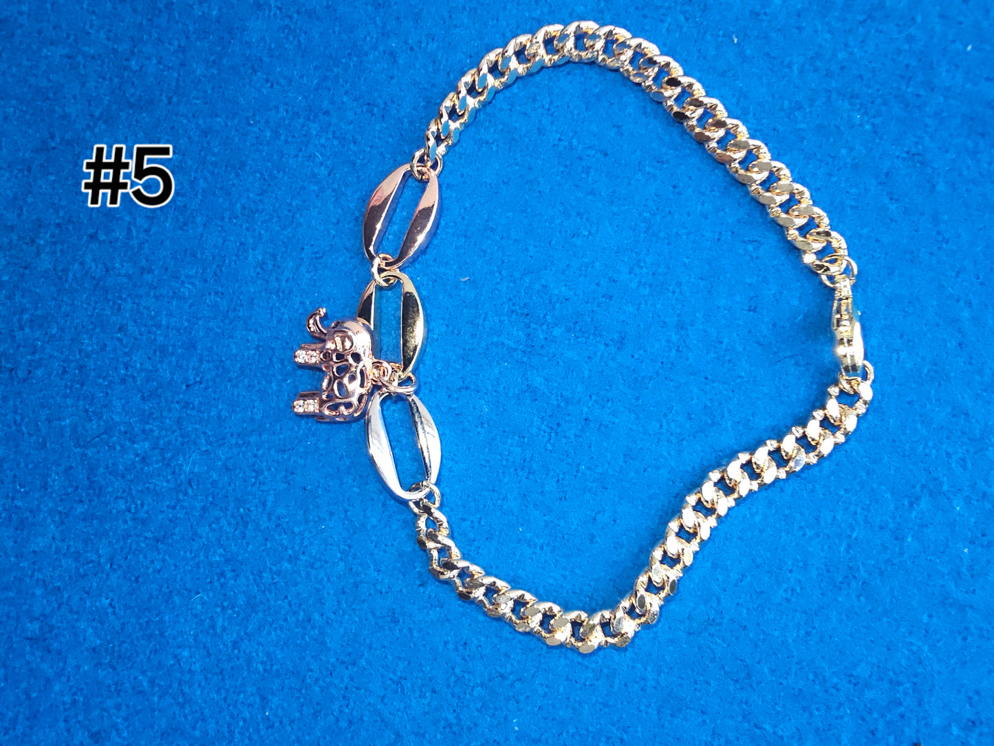 PULSERA DAMA 8" EN 6 DIFERENTES ESTILOS BAñADA EN ORO DE 14K