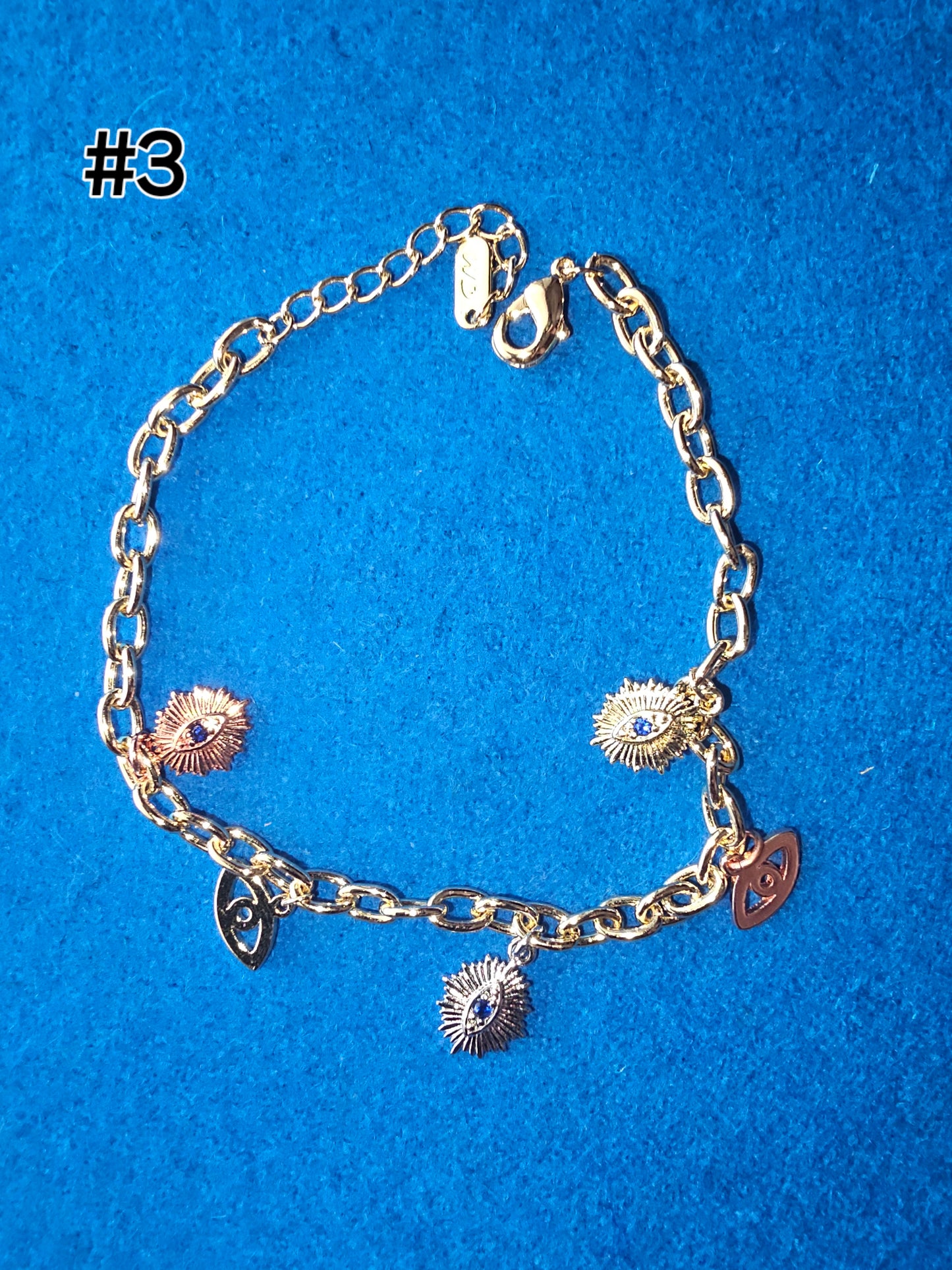 PULSERA DAMA 8" EN 6 DIFERENTES ESTILOS BAñADA EN ORO DE 14K