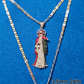 CADENA DE 3.5 MM Y 24 PULGADAS  ESTILO DIAMANTE CORTADO Y DIJE DE LA SANTA MUERTE DISPONIBLE EN 4 DIFERENTES COLORES Y AMBOS BA164ADOS EN ORO DE 14K