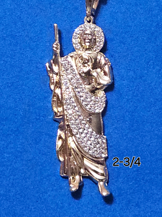CONJUNTO DE CADENA 24" ESTILO DIAMANTE CORTADO 4MM  Y DIJE JUDAS TADEO  BAñADOS EN ORO DE 14K DISPONIBLE EN 2 ESTILOS