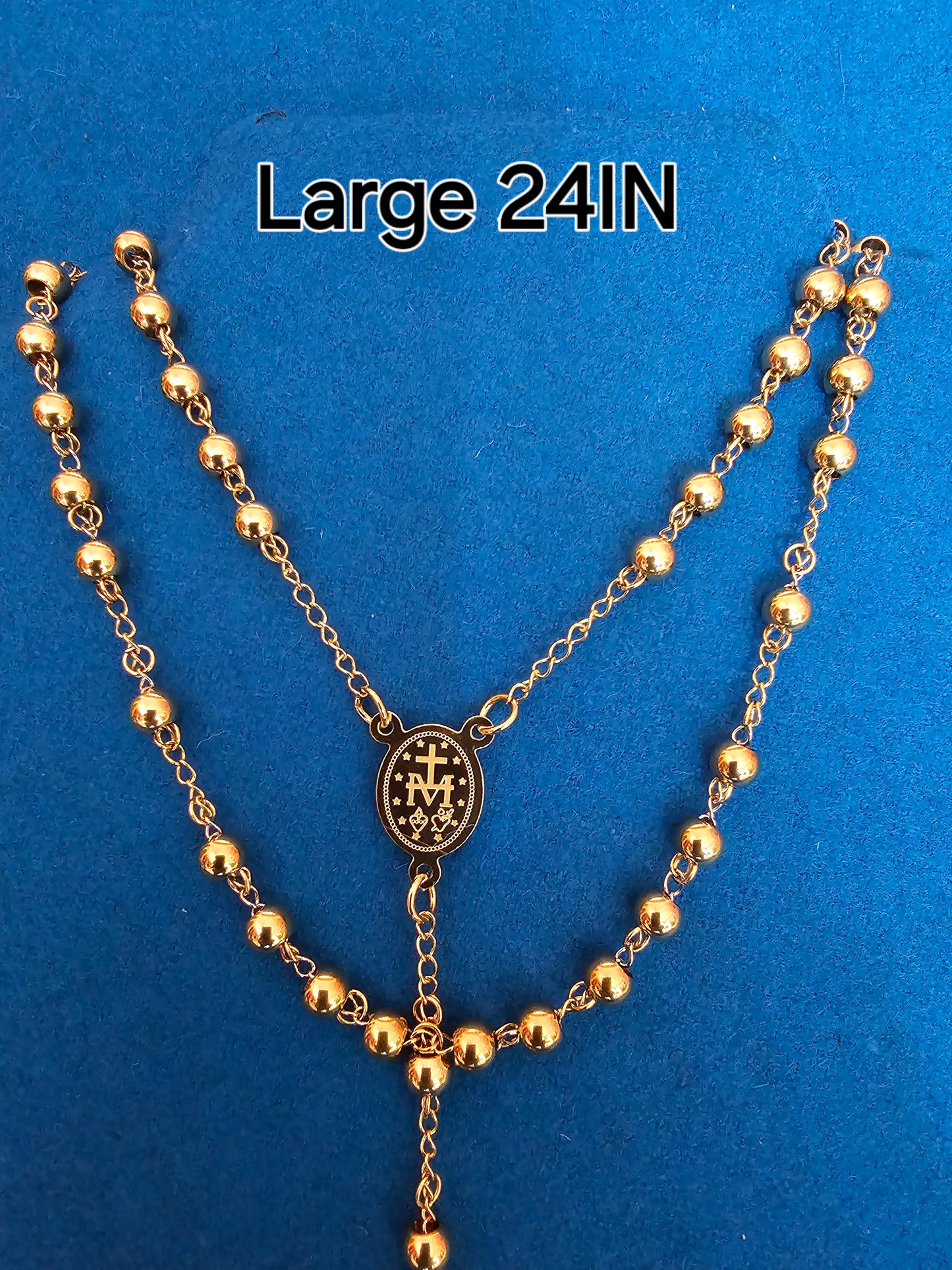 ROSARIO EN 24" BOLITAS GRANDE Y BAñADO EN ORO DE 14K-12360