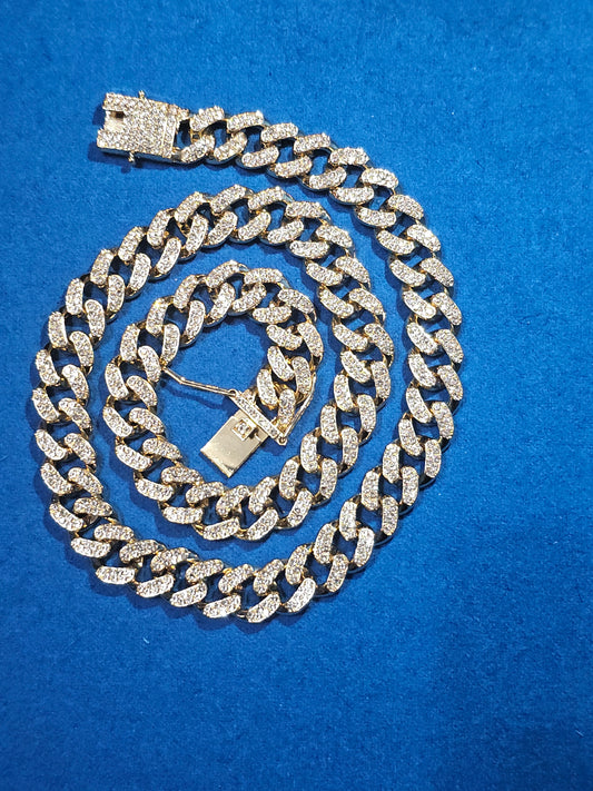 CHAIN MONACO STYLE 15MM 24IN PLATED GOLD