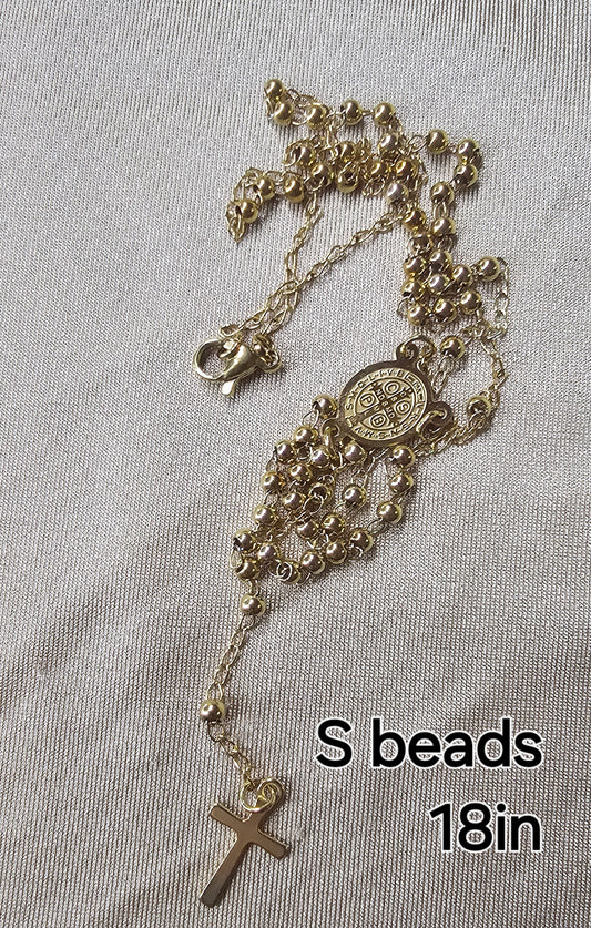 ROSARIO DE BOLITAS PEQUEñAS EN 18" BAñADO EN ORO DE 14K IDEAL PARA PEQUEñOS-12000