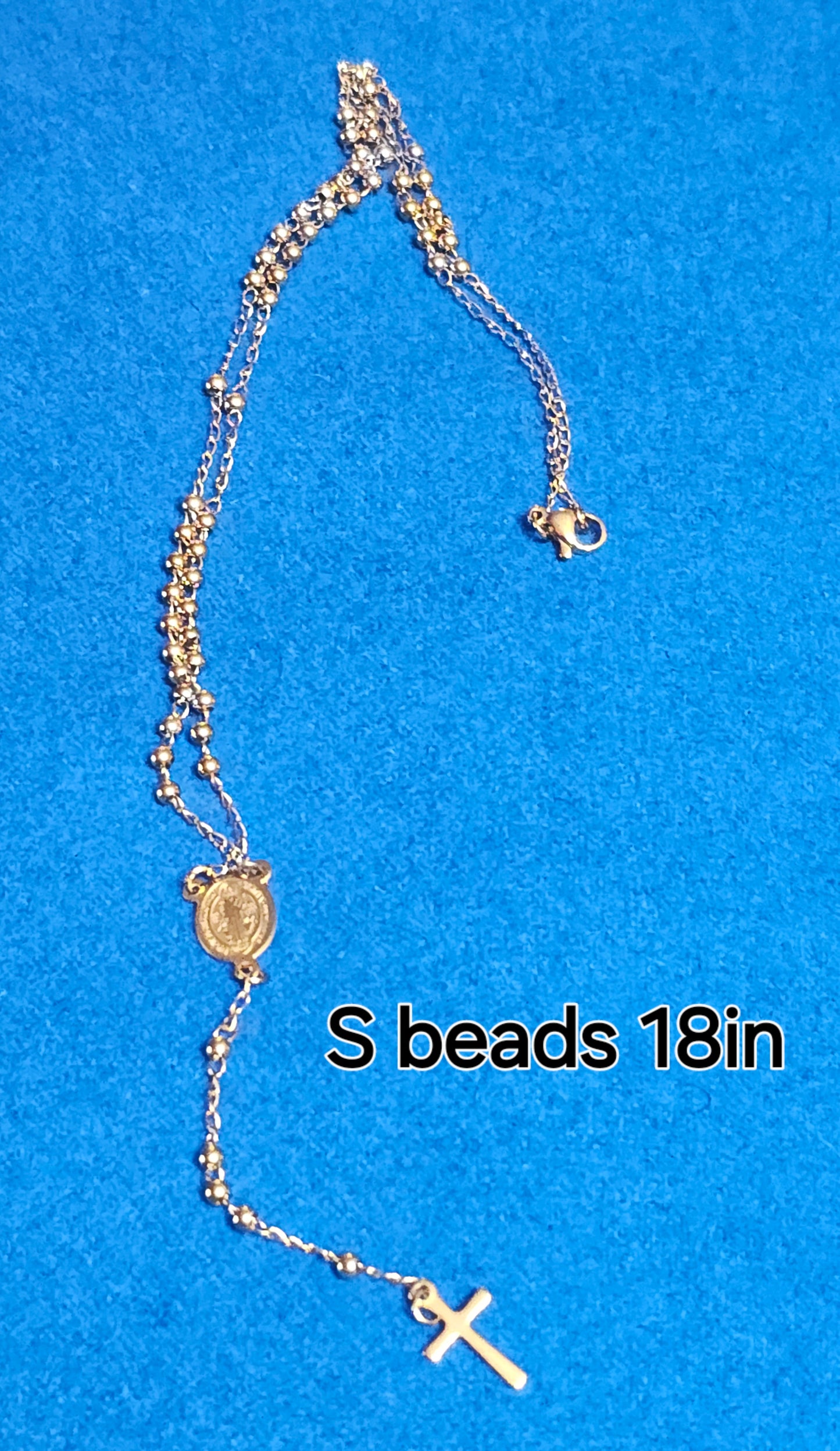 ROSARIO DE BOLITAS PEQUEñAS EN 18" BAñADO EN ORO DE 14K IDEAL PARA PEQUEñOS-12000