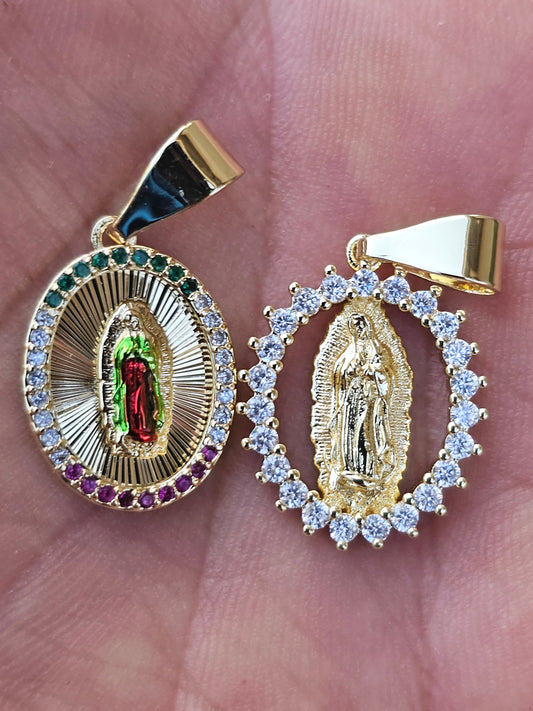 JIJE MESIANO VIRGEN DE GUADALUPE BAñADO EN ORO DE 18K EN VARIEDAD DE ESTILOS